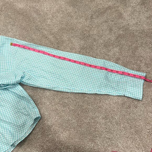 Peter Millar Men's Teal and Blue Checkered Long‎ Sleeve Dress Shirt Sz XL - Picture 10 of 11